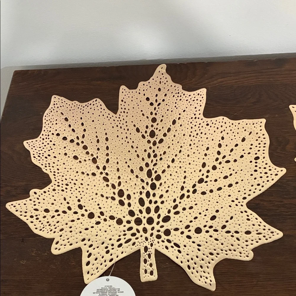 NWT- Set of 4- Metallic Gold- Fall Maple Leaf Shaped Cutout Placemats